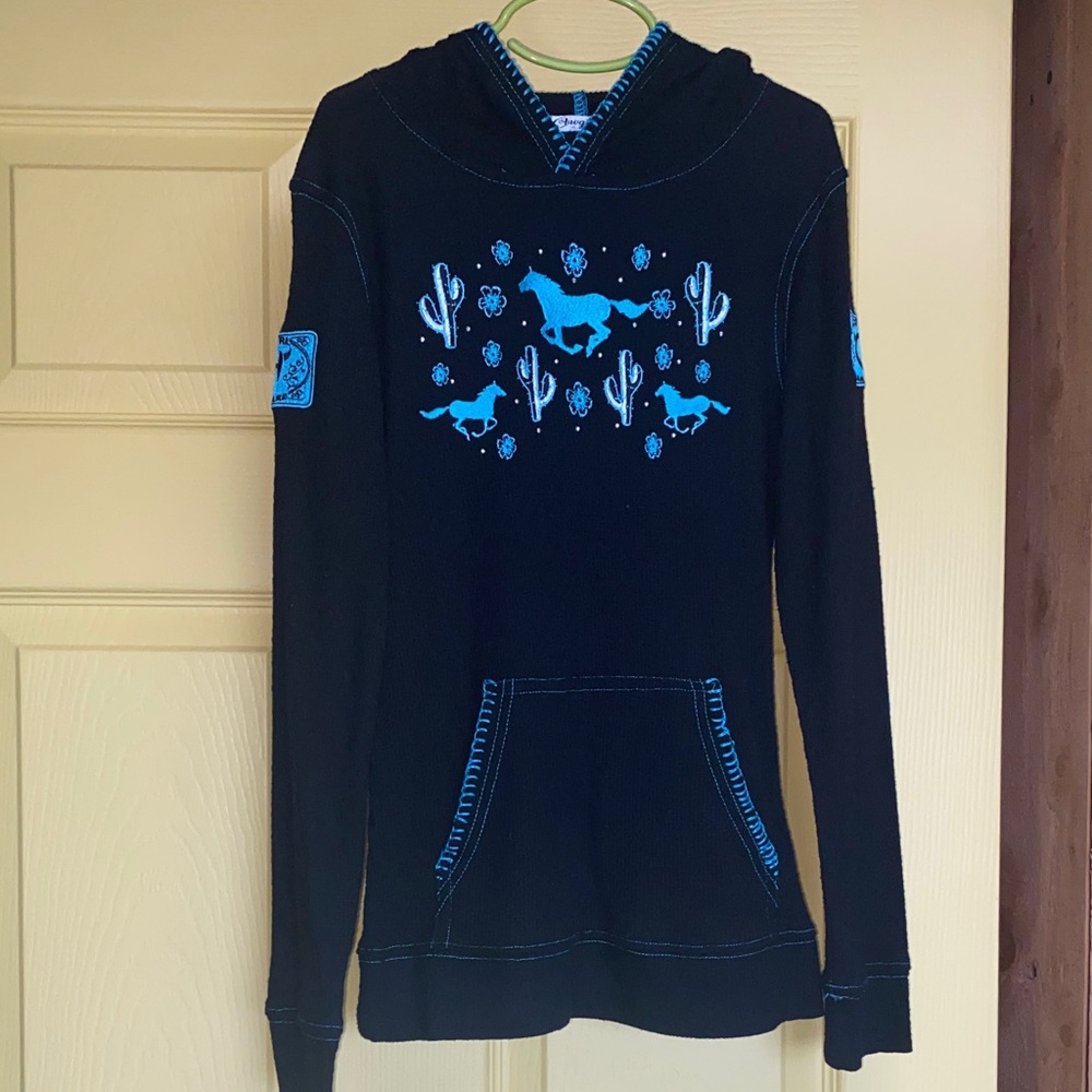 Girls hooded long sleeve tee Cowboy Hardware